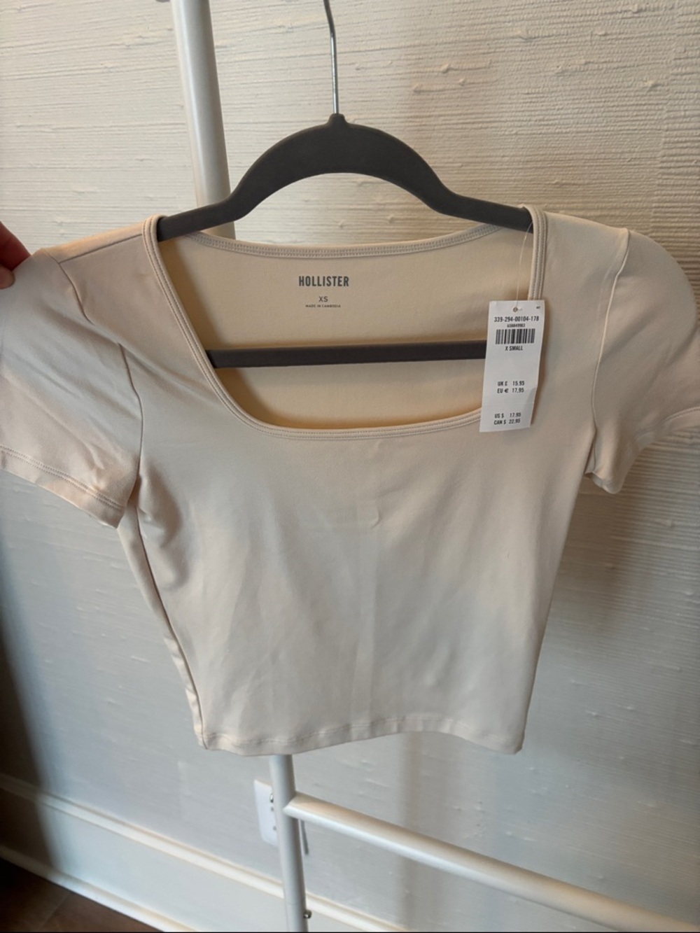 NWT Hollister Women's Cream Square-Neck Crop Top